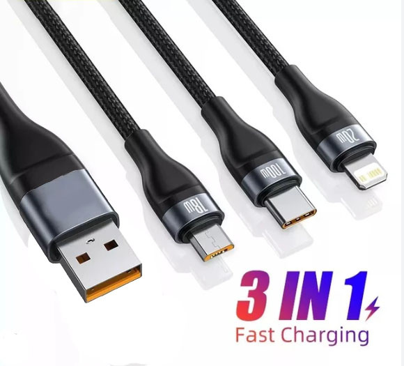 100w 3in1 gyorstöltő kábel alumínium ötvözet
