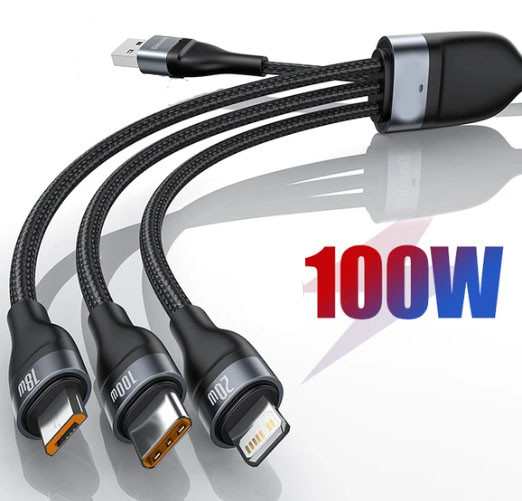100w 3in1 gyorstöltő kábel alumínium ötvözet