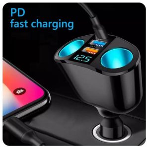 prémium autós töltő 2 usb porttal + 2 szivargyújtó + pd