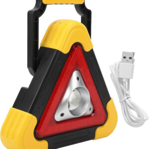 Figyelmeztető háromszög LED lámpa – többfunkciós, napelemes vészjelző, powerbank 16.5x16.5cm